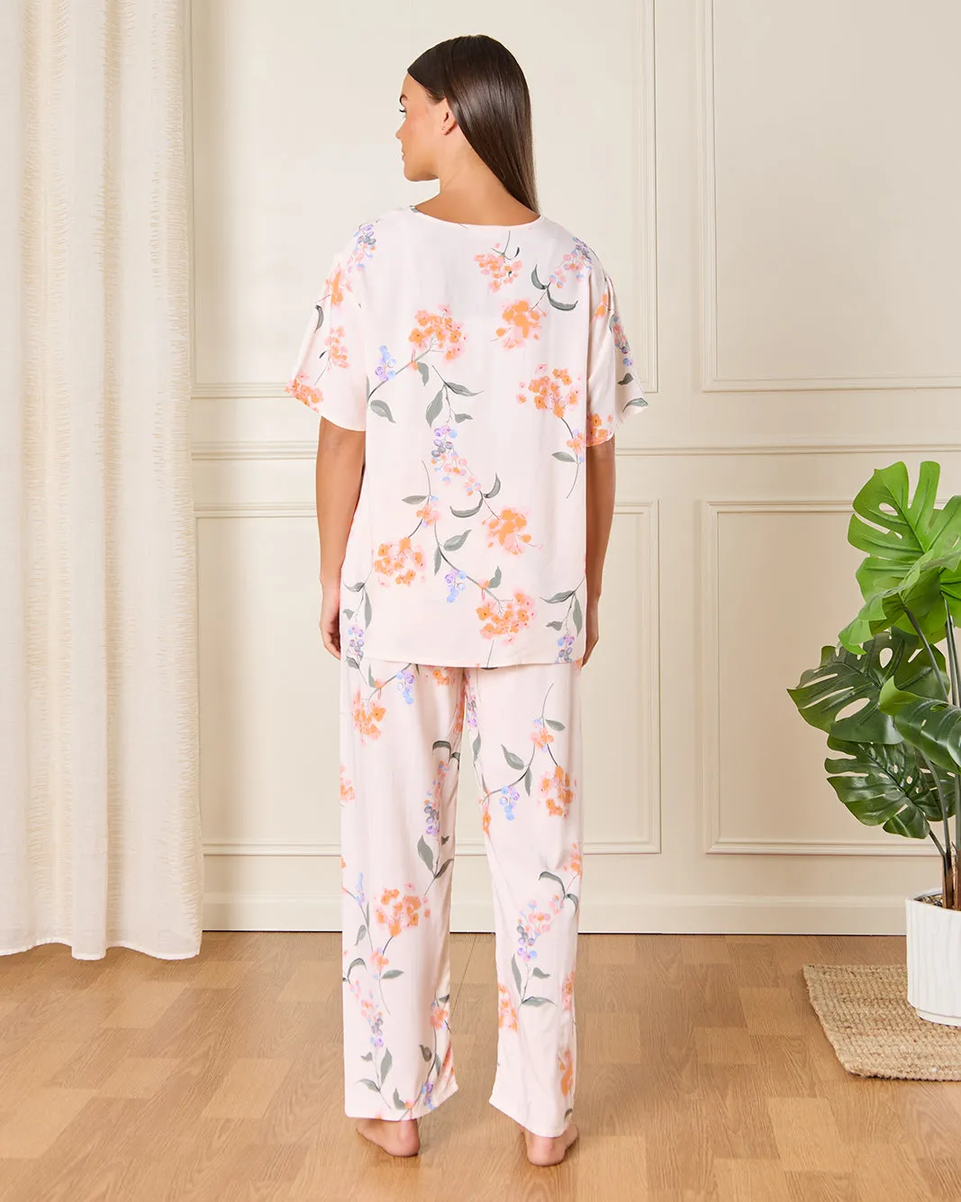 Women Cream Printed Pyjama Set (2 Piece) sold by Redtag product image thumbnail 4