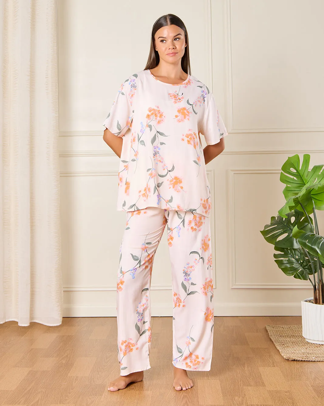 Women Cream Printed Pyjama Set (2 Piece) sold by Redtag