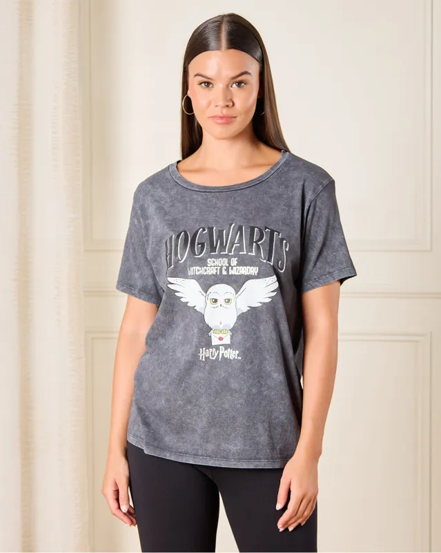 Women Charcoal Harry Potter Printed T-Shirt sold by Redtag