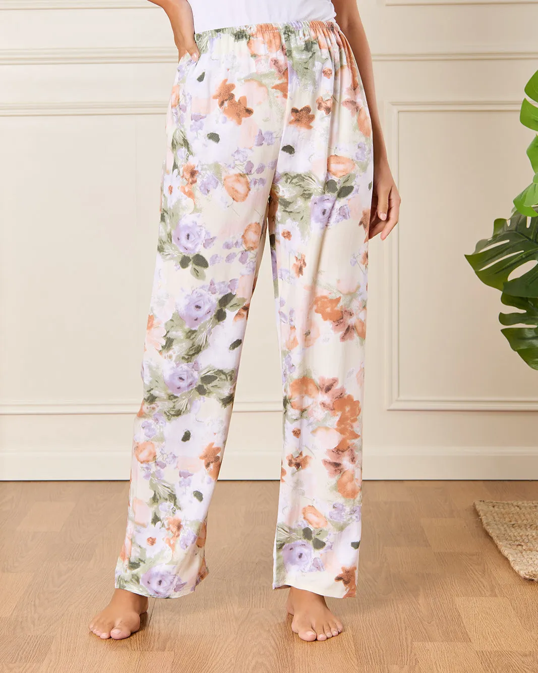 Women White Floral Print Pyjama Set (2 Piece) sold by Redtag product image thumbnail 3