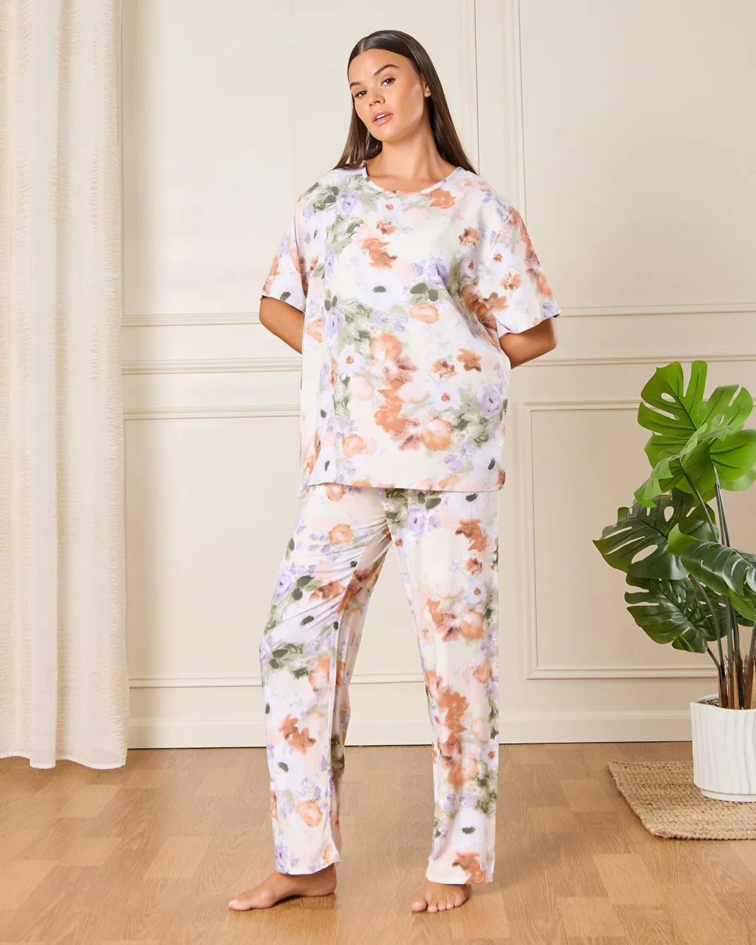 Women White Floral Print Pyjama Set (2 Piece) sold by Redtag