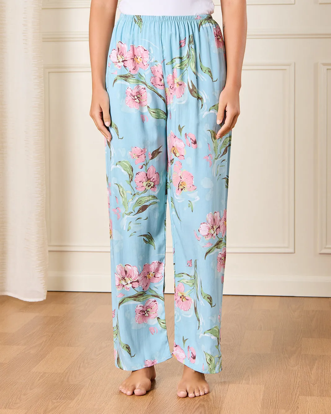 Women Blue Floral Print Pyjama Set (2 Piece) sold by Redtag product image thumbnail 3