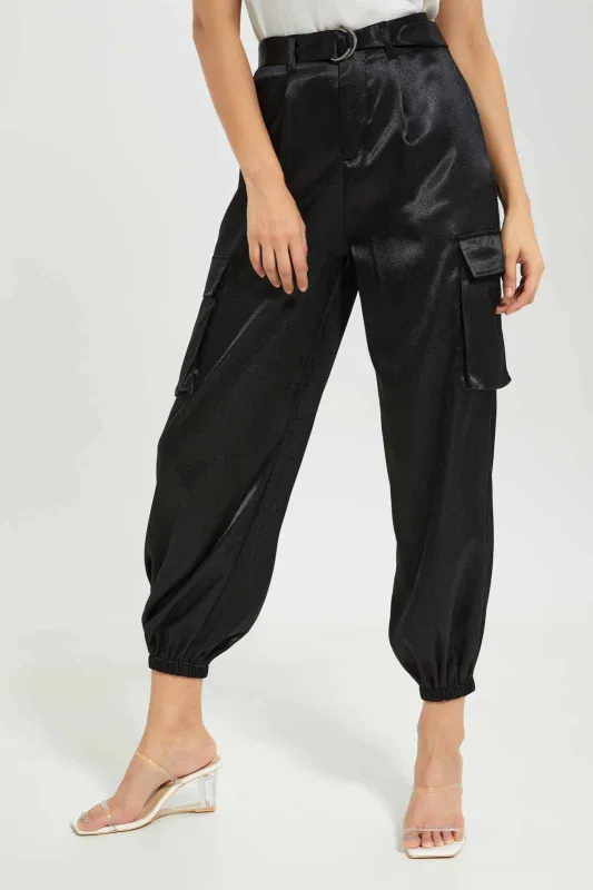 Women Black Cargo Trouser sold by Redtag
