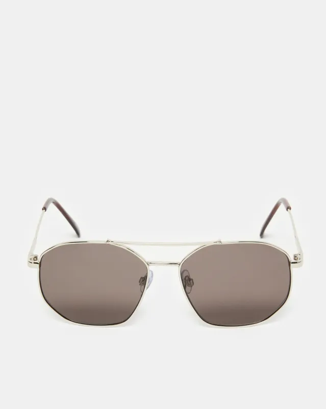 Men Black And Silver Hexagonal Sunglasses sold by Redtag