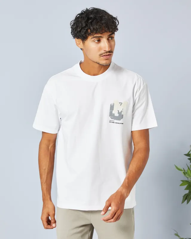 Men White Back Print T-Shirt sold by Redtag