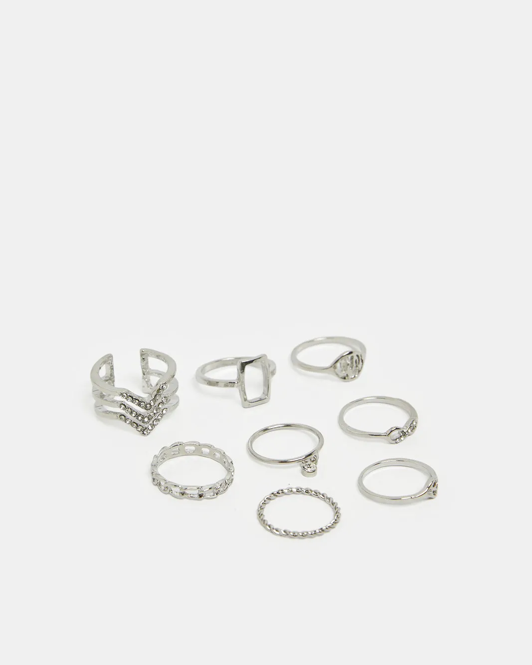 Women Silver Embellished Ring Set (Pack of 8) sold by Redtag product image thumbnail 2