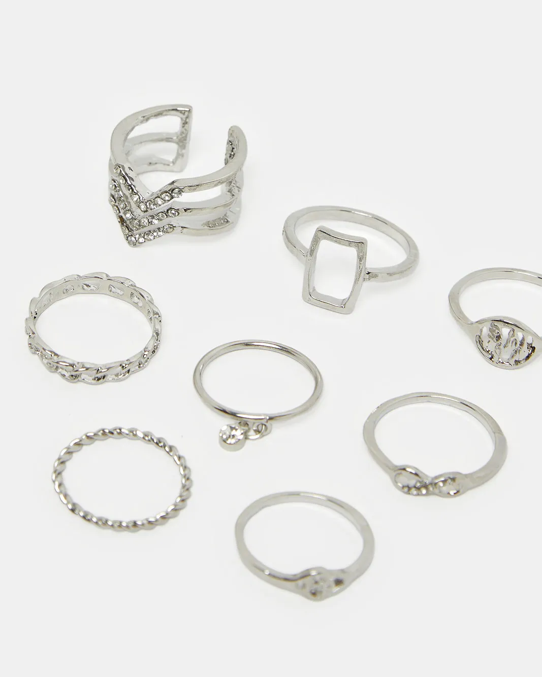 Women Silver Embellished Ring Set (Pack of 8) sold by Redtag product image thumbnail 3