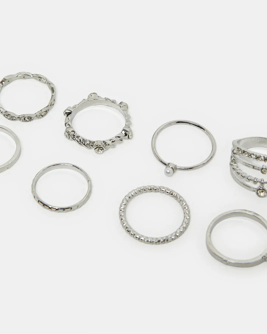 Women Silver Embellished Ring Set (Pack of 8) sold by Redtag product image thumbnail 3