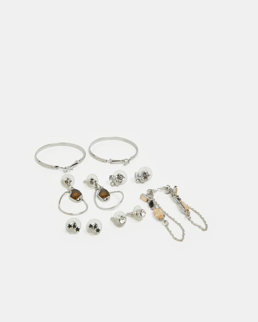 Women Silver Embellished Earring Set (6 Pairs) sold by Redtag product image thumbnail 2