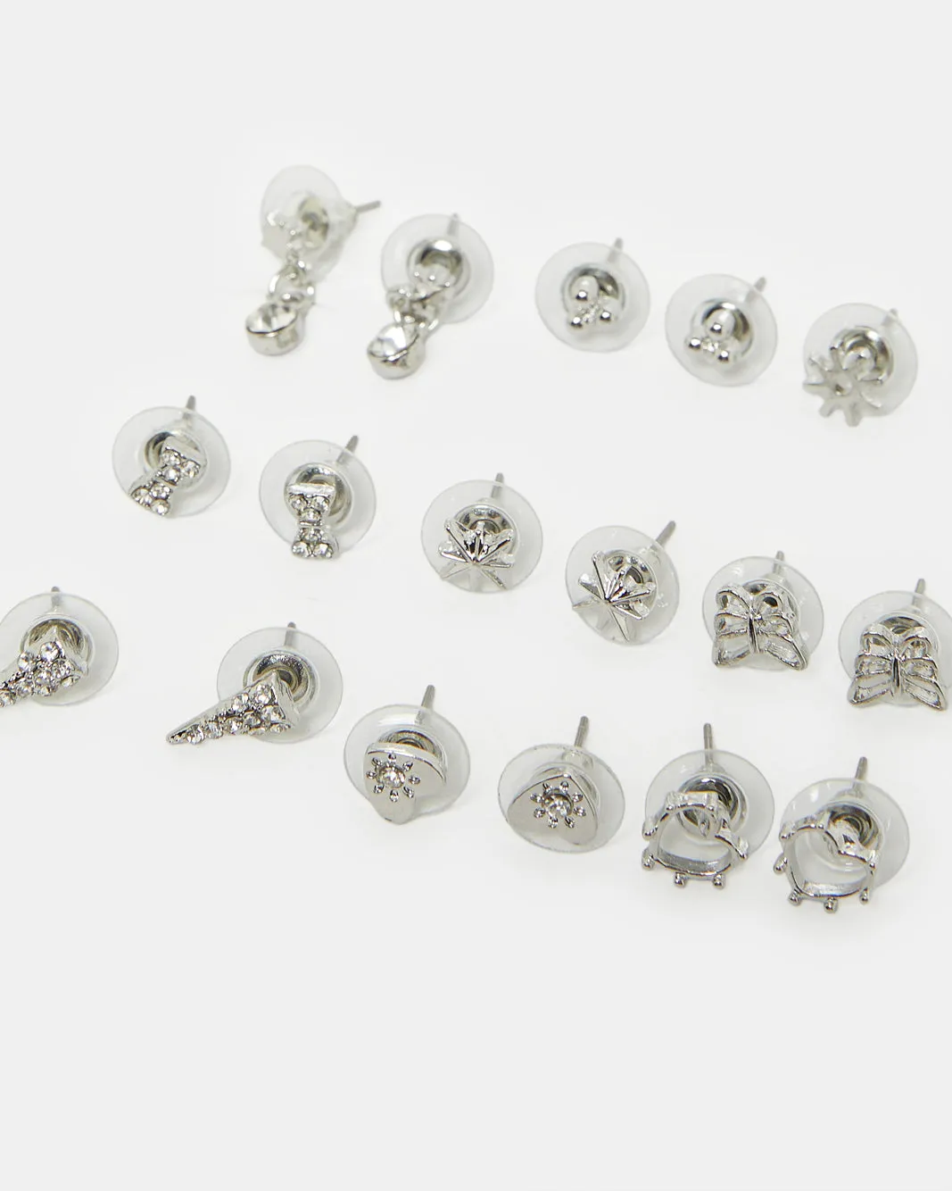 Women Silver Embellished Earring Set (9 Pairs) sold by Redtag product image thumbnail 3
