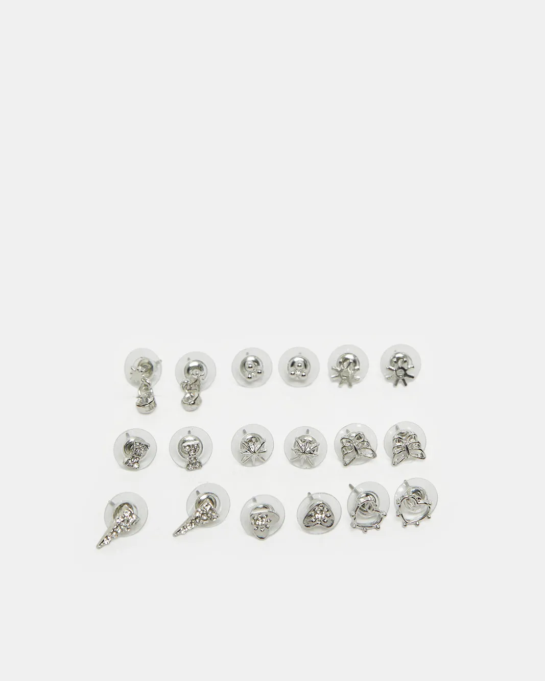 Women Silver Embellished Earring Set (9 Pairs) sold by Redtag
