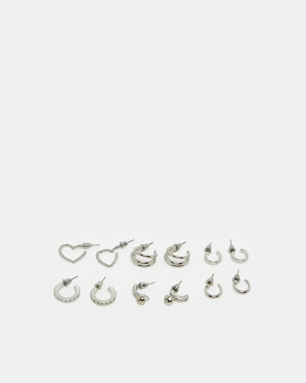 Women Silver Embellished Earring Set (6 Pairs) sold by Redtag