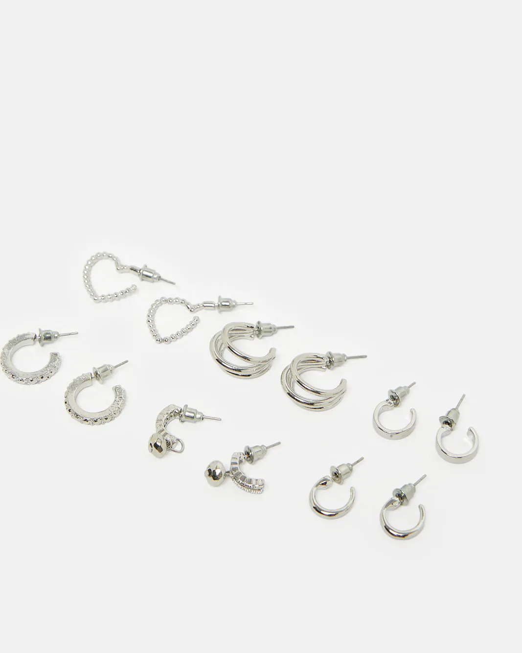 Women Silver Embellished Earring Set (6 Pairs) sold by Redtag product image thumbnail 3