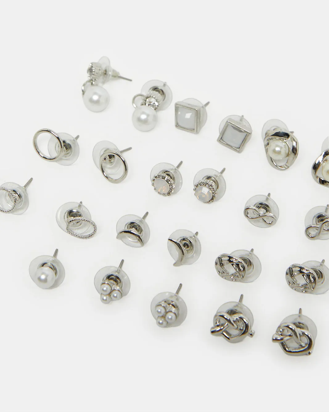 Women Silver Embellished Earring Set (12 Pairs) sold by Redtag product image thumbnail 3