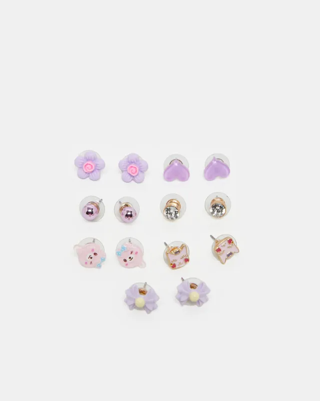 Girls Assorted Embellished Studs (7 Pairs) sold by Redtag