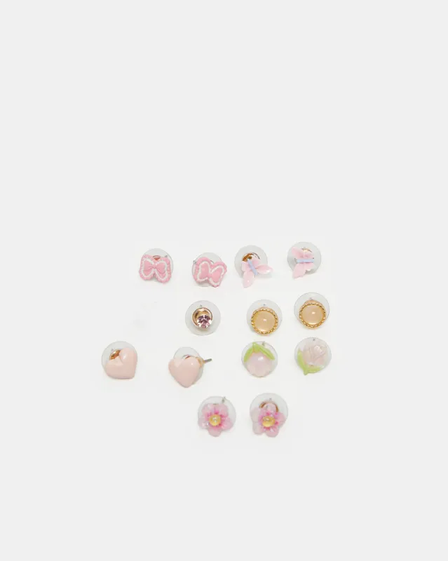Girls Assorted Embellished Studs (7 Pairs) sold by Redtag