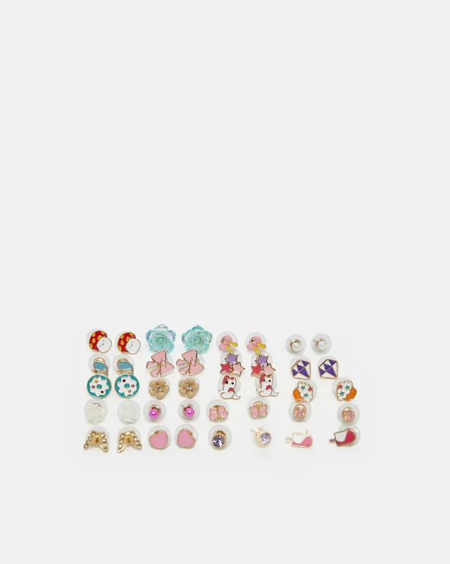 Girls Assorted Embellished Studs (20 Pairs) sold by Redtag