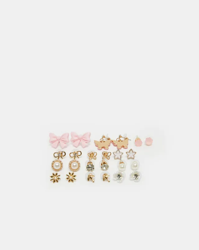 Girls Assorted Embellished Studs (12 Pairs) sold by Redtag