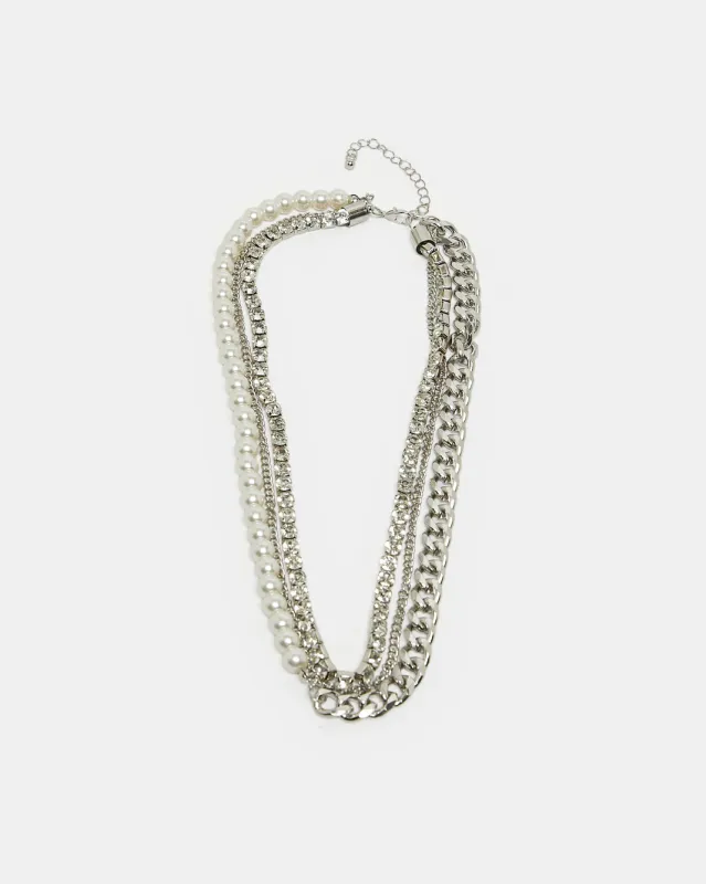 Women Silver Layered Necklace sold by Redtag