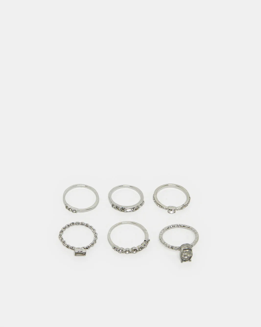 Women Silver Embellished Rings Set (Pack of 6) sold by Redtag