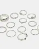 Women Silver Embellished Rings Set (Pack of 14) sold by Redtag