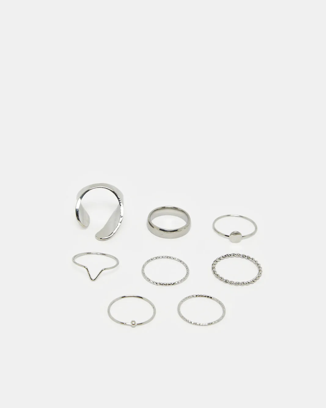 Women Silver Embellished Rings Set (Pack of 8) sold by Redtag