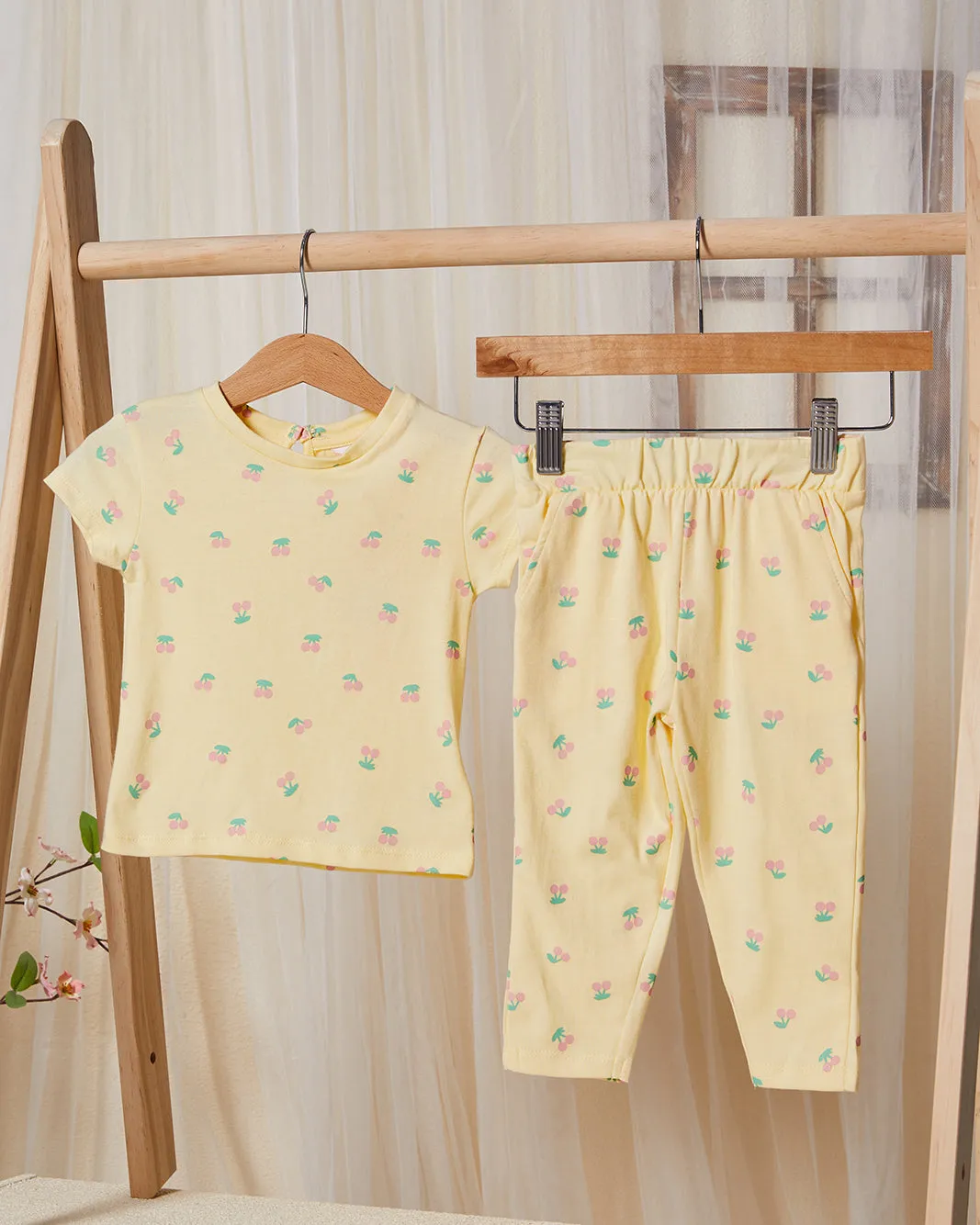 Infant Girls Yellow Cherry Print Pyjama Set (2 Piece) sold by Redtag