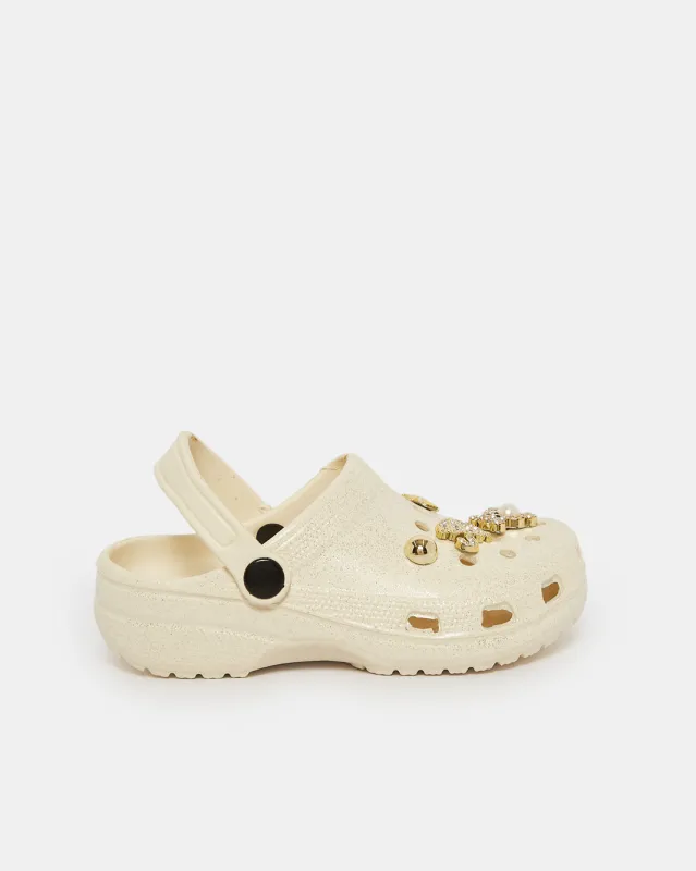 Girls Gold Charm Clog sold by Redtag