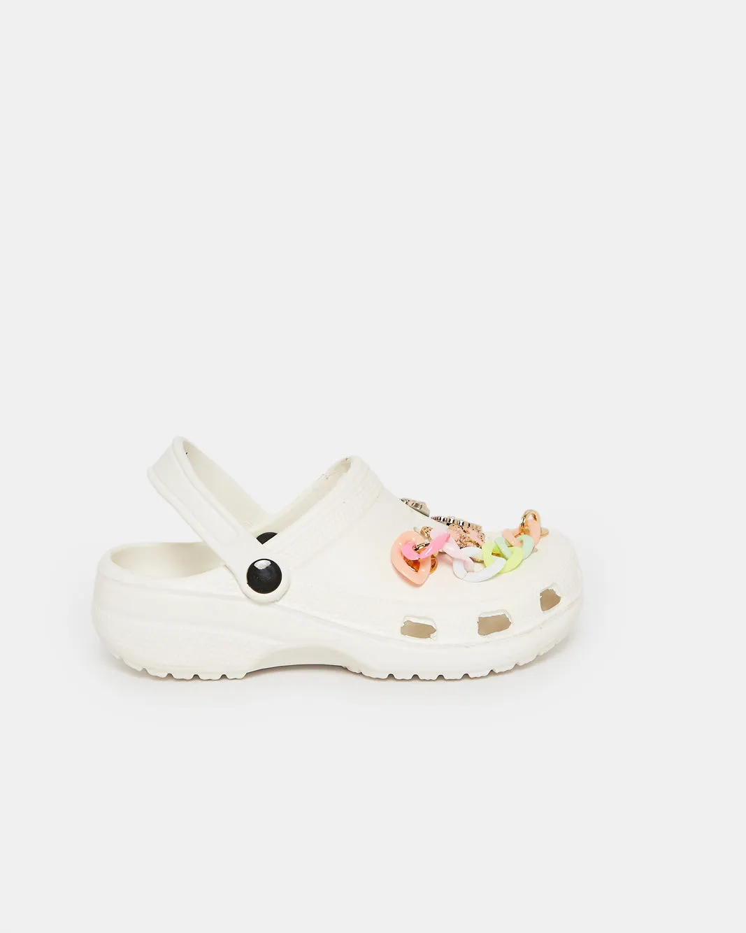 Girls White Charm Clog sold by Redtag