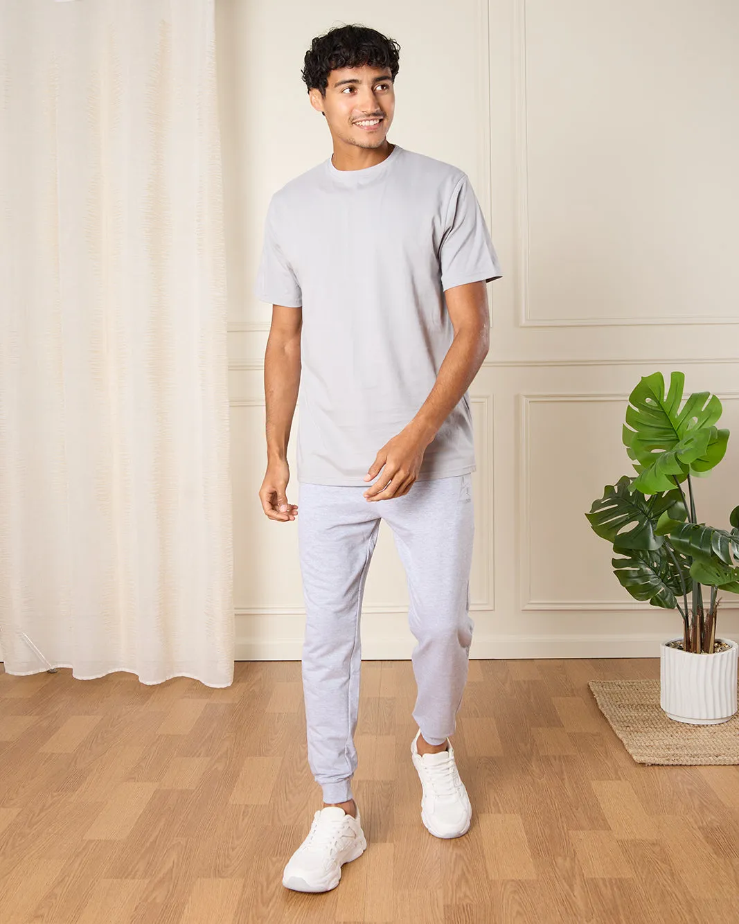 Men Grey Solid Active Pants sold by Redtag product image thumbnail 2