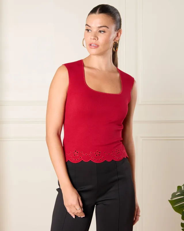 Women Red Embellished Top sold by Redtag