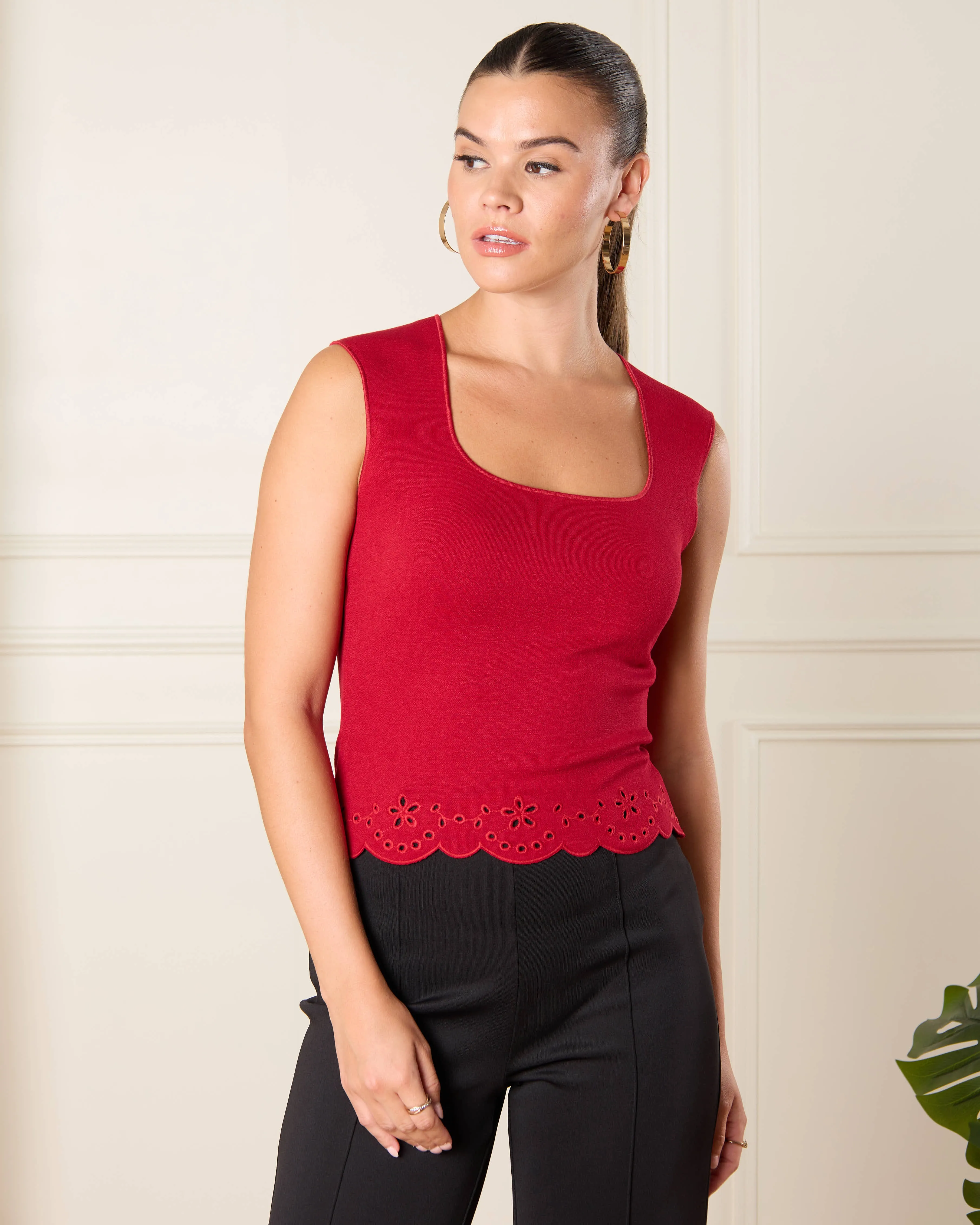 Women Red Embellished Top sold by Redtag