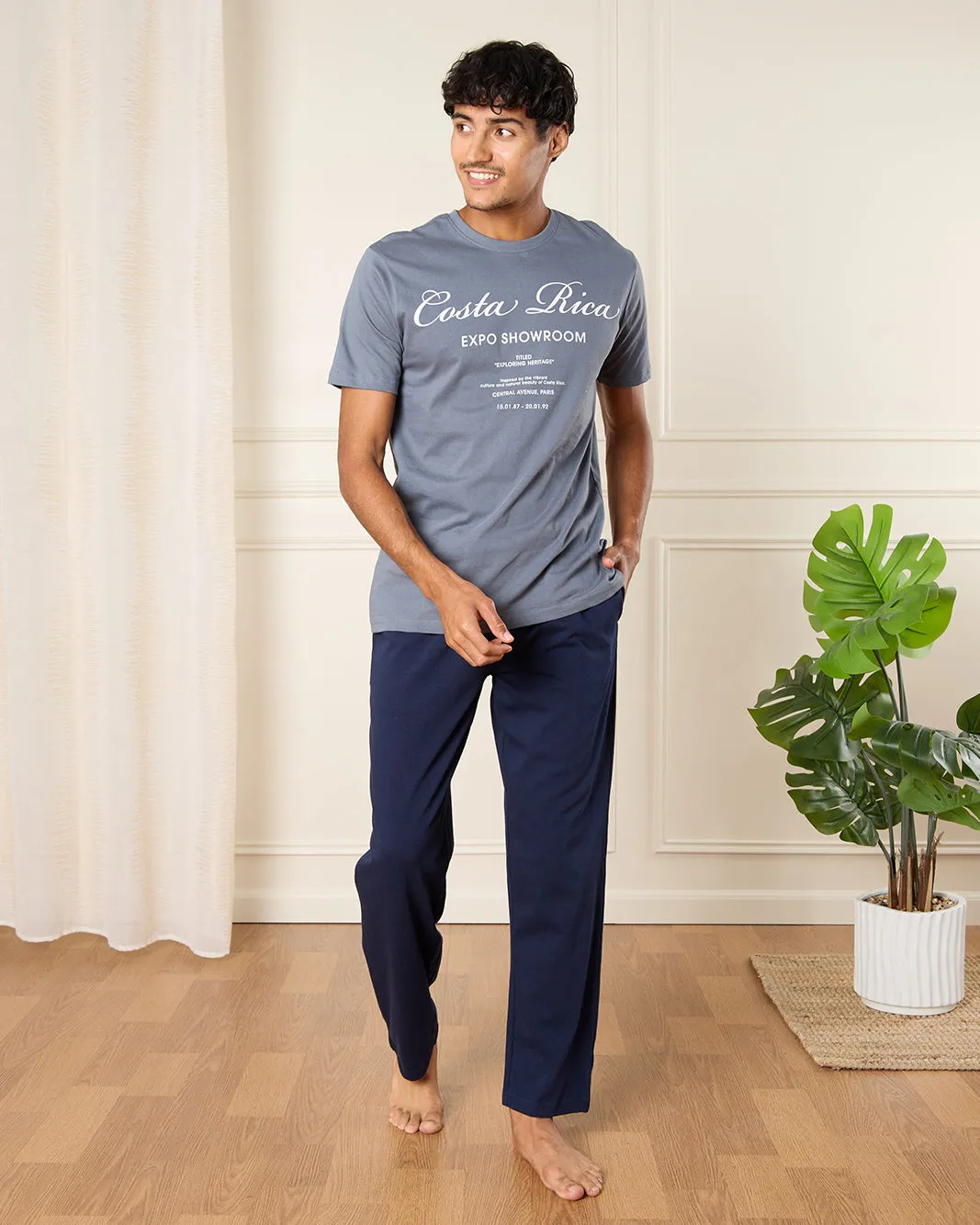 Men Navy Solid Pyjama Bottom sold by Redtag product image thumbnail 2