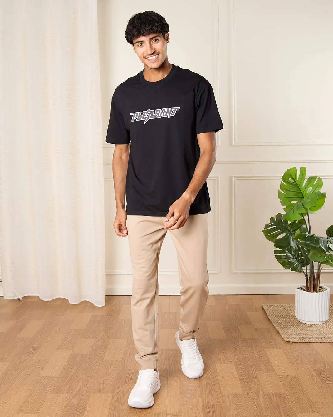 Men Beige Solid Active Pants sold by Redtag product image thumbnail 2