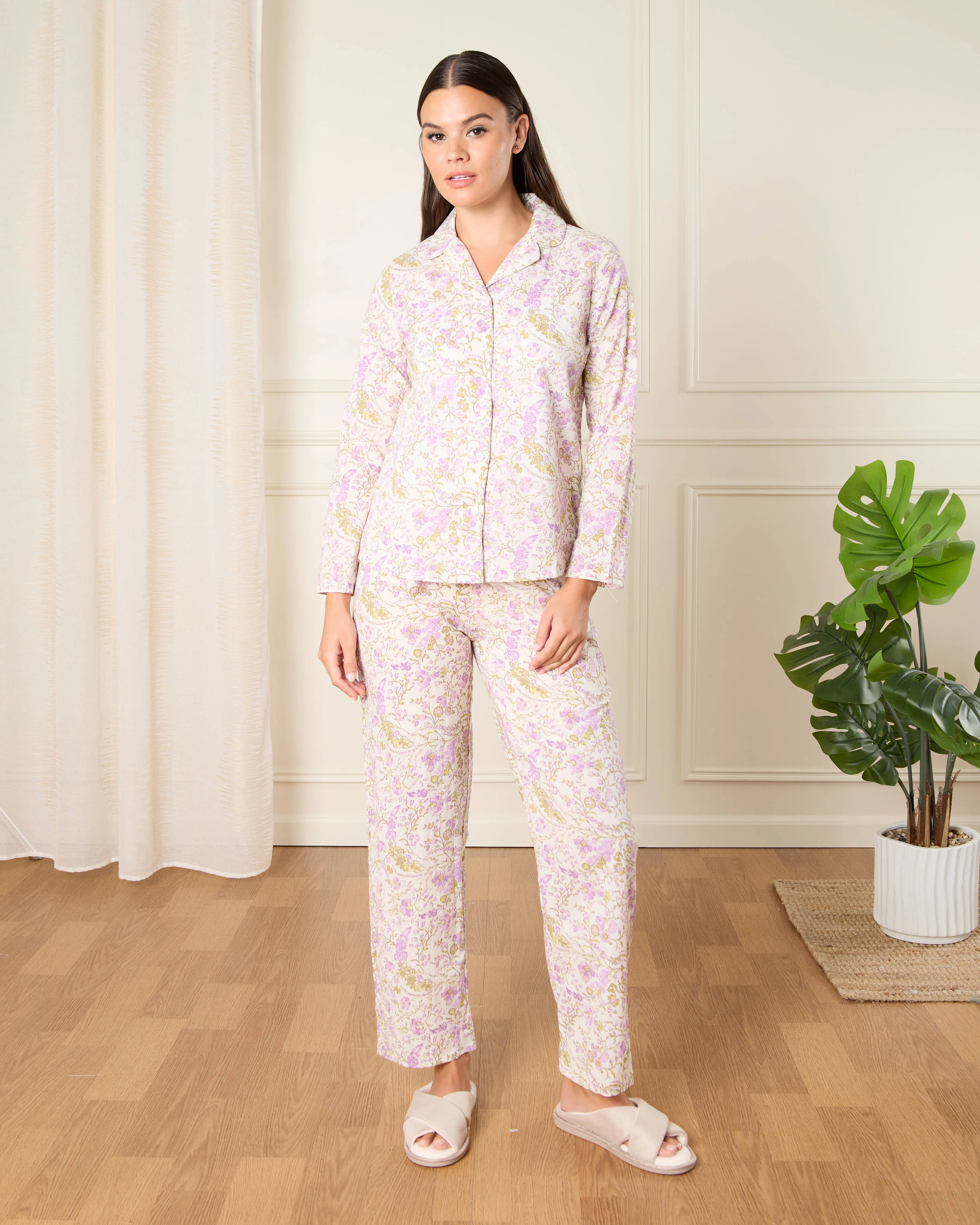 Women White Printed Collared Pyjama Set (2 Piece) sold by Redtag