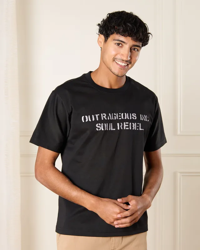 Men Black Printed T-Shirt sold by Redtag