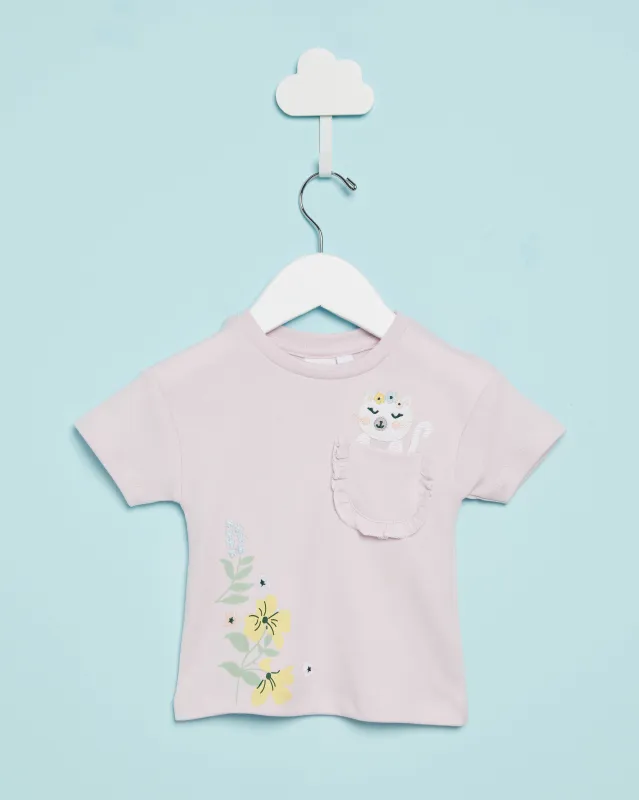 Infant Girls Pink Floral T-Shirt sold by Redtag