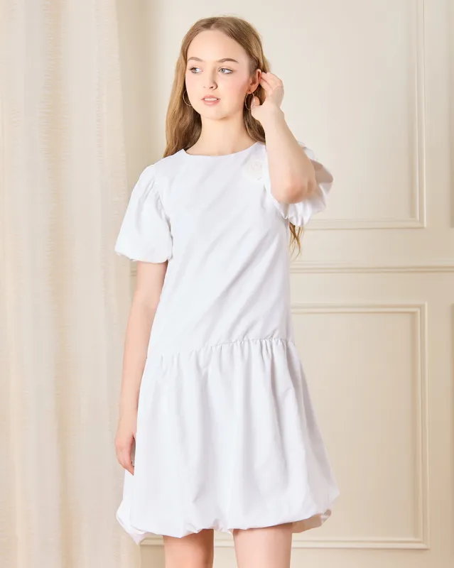 Senior Girls White Embellished Dress sold by Redtag