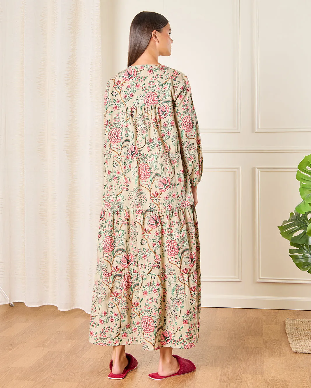 Women Beige Floral Printed Nightgown sold by Redtag product image thumbnail 3