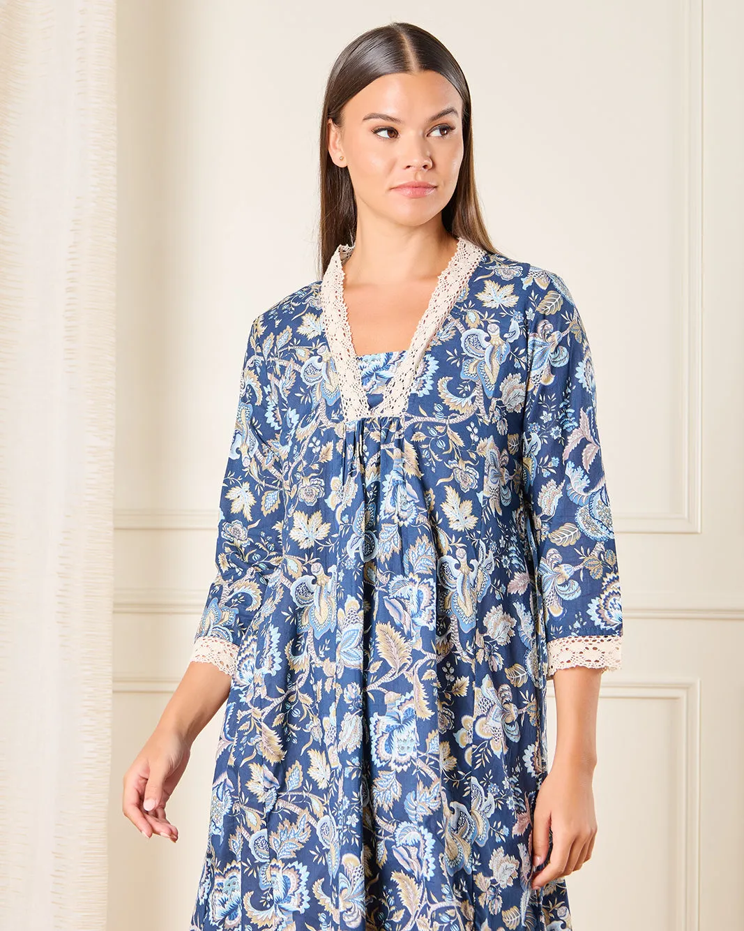 Women Navy Floral Printed Nightgown sold by Redtag product image thumbnail 2