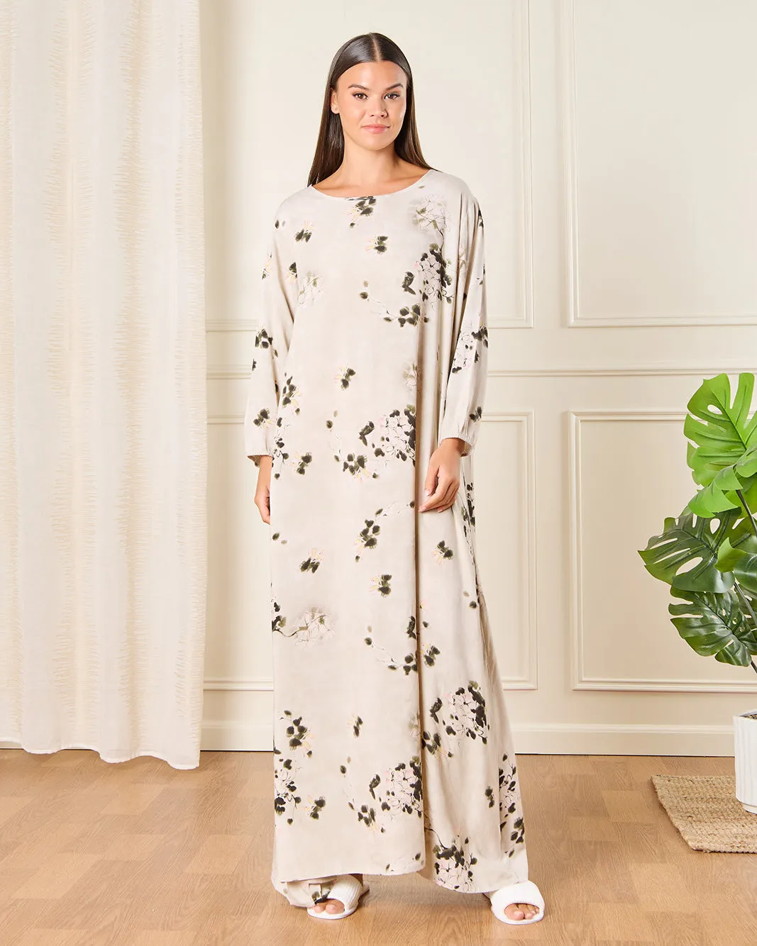 Women Beige Printed Nightgown sold by Redtag