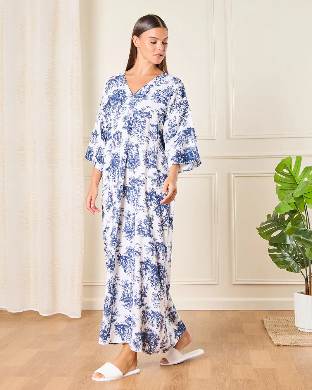 Women White And Blue Printed Nightgown sold by Redtag product image thumbnail 4