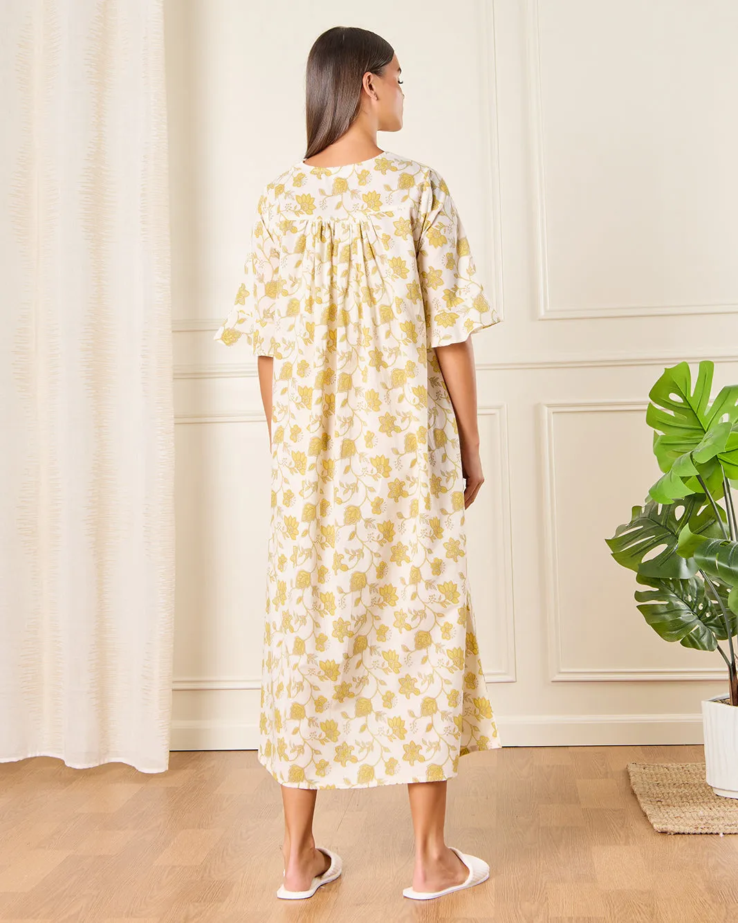 Women Beige Floral Printed Nightgown sold by Redtag product image thumbnail 3