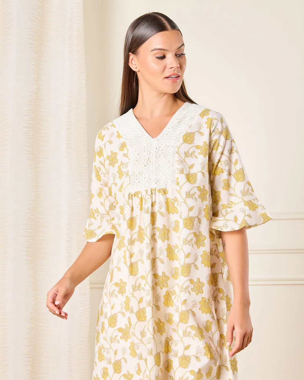 Women Beige Floral Printed Nightgown sold by Redtag product image thumbnail 2