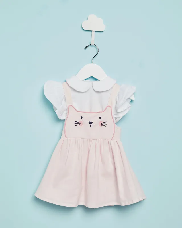 Infant Girls Pink Poplin Dress With White Top (2 Piece) sold by Redtag