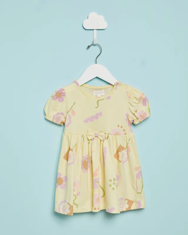 Infant Girls Yellow Floral Print Dress sold by Redtag