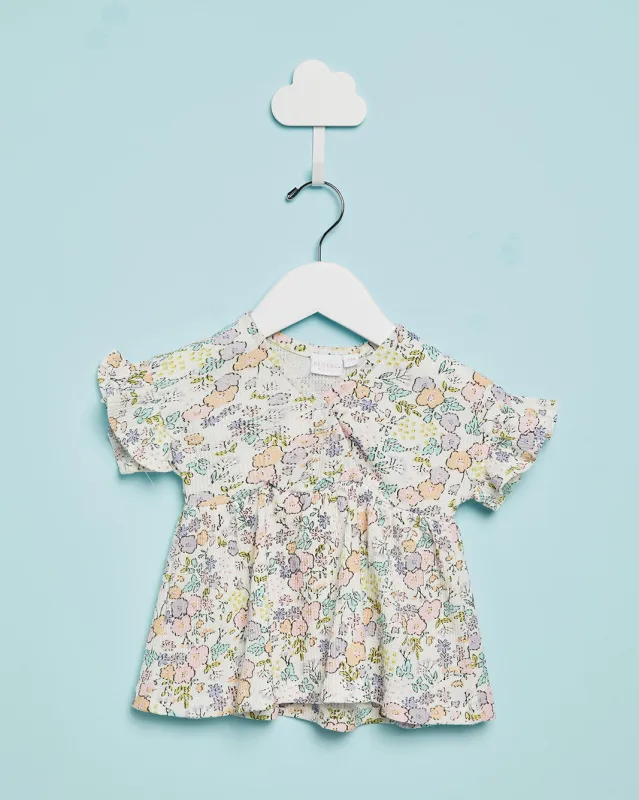 Infant Girls Mint Floral Print Blouse sold by Redtag