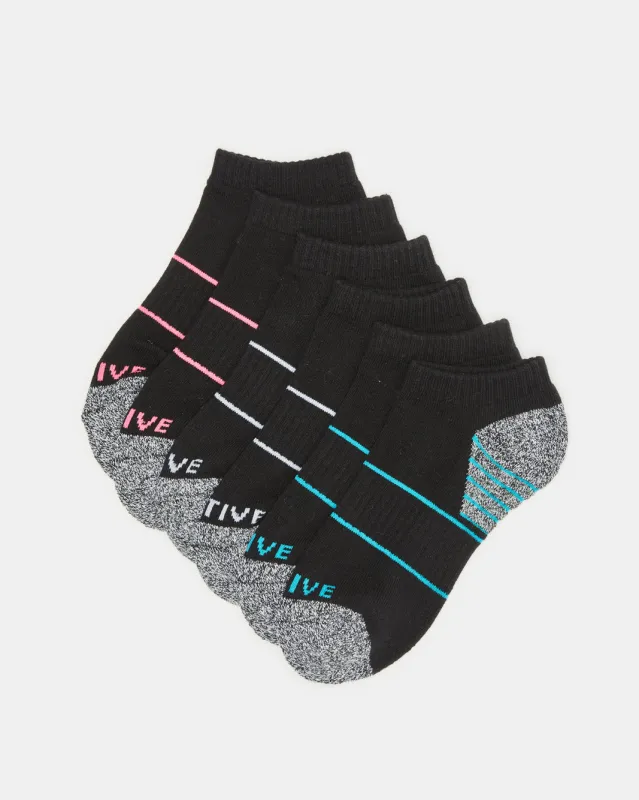 Women Black Ankle Length Sports Socks (3 Pairs) sold by Redtag