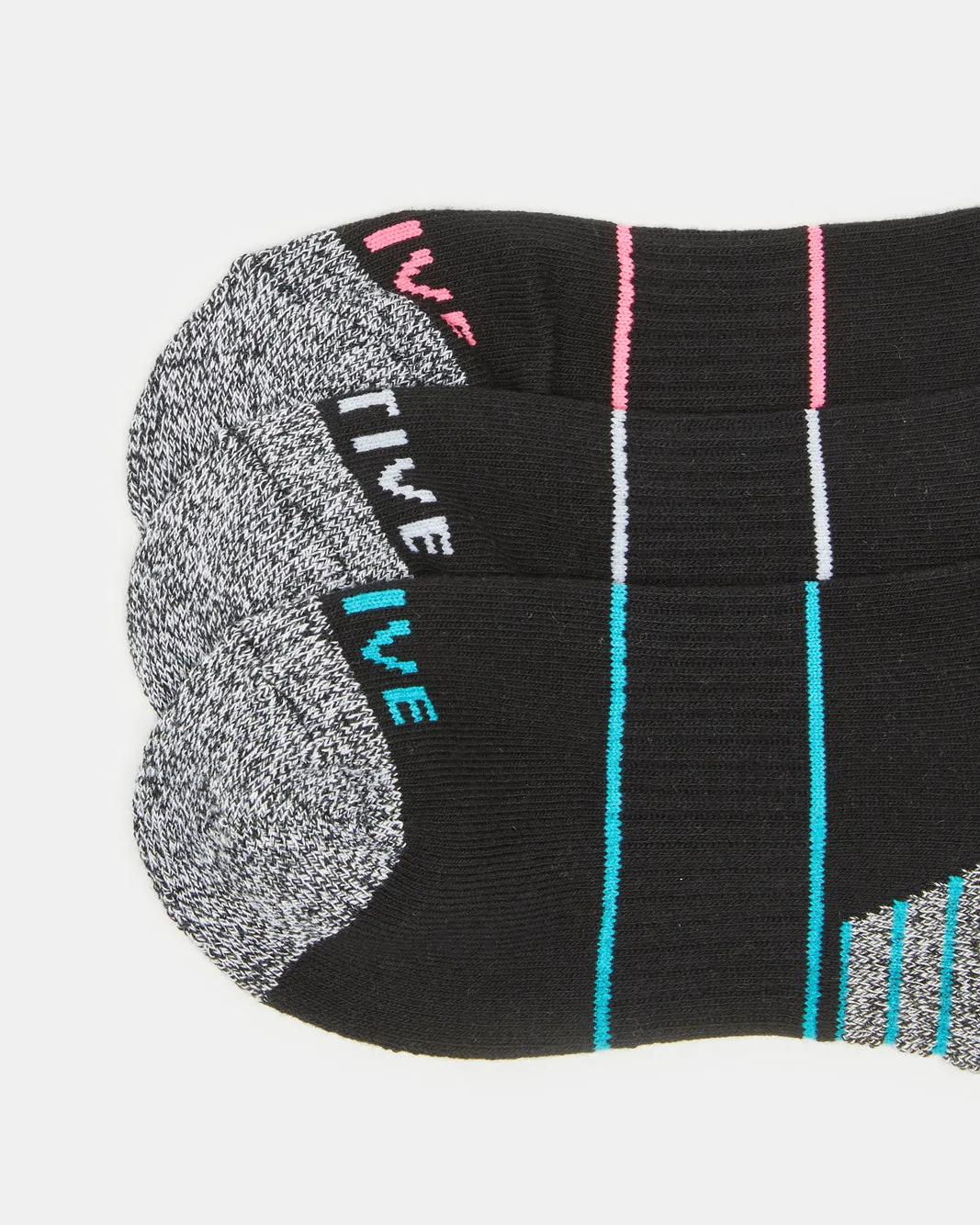 Women Black Ankle Length Sports Socks (3 Pairs) sold by Redtag product image thumbnail 2