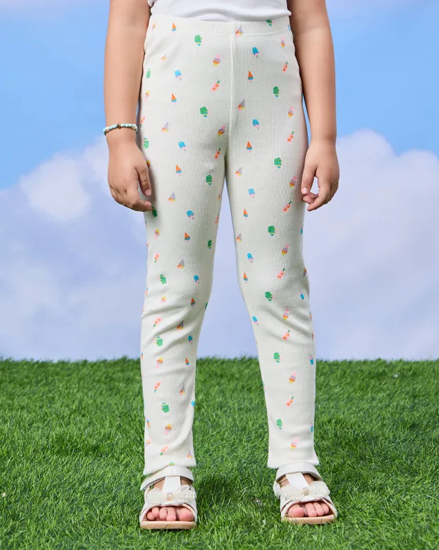 Girls Ivory Ice Cream Rib Leggings sold by Redtag